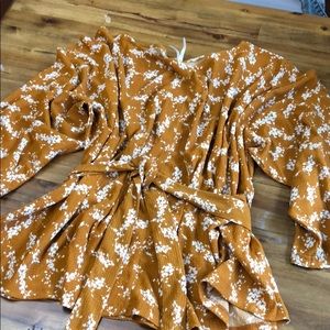 Anthro tie waist blouse